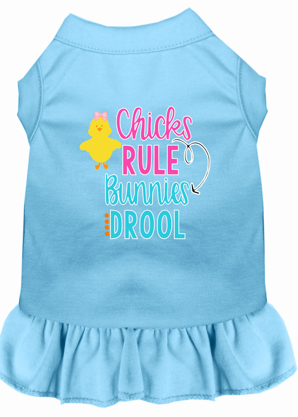 Chicks Rule Screen Print Dog Dress Baby Blue Med